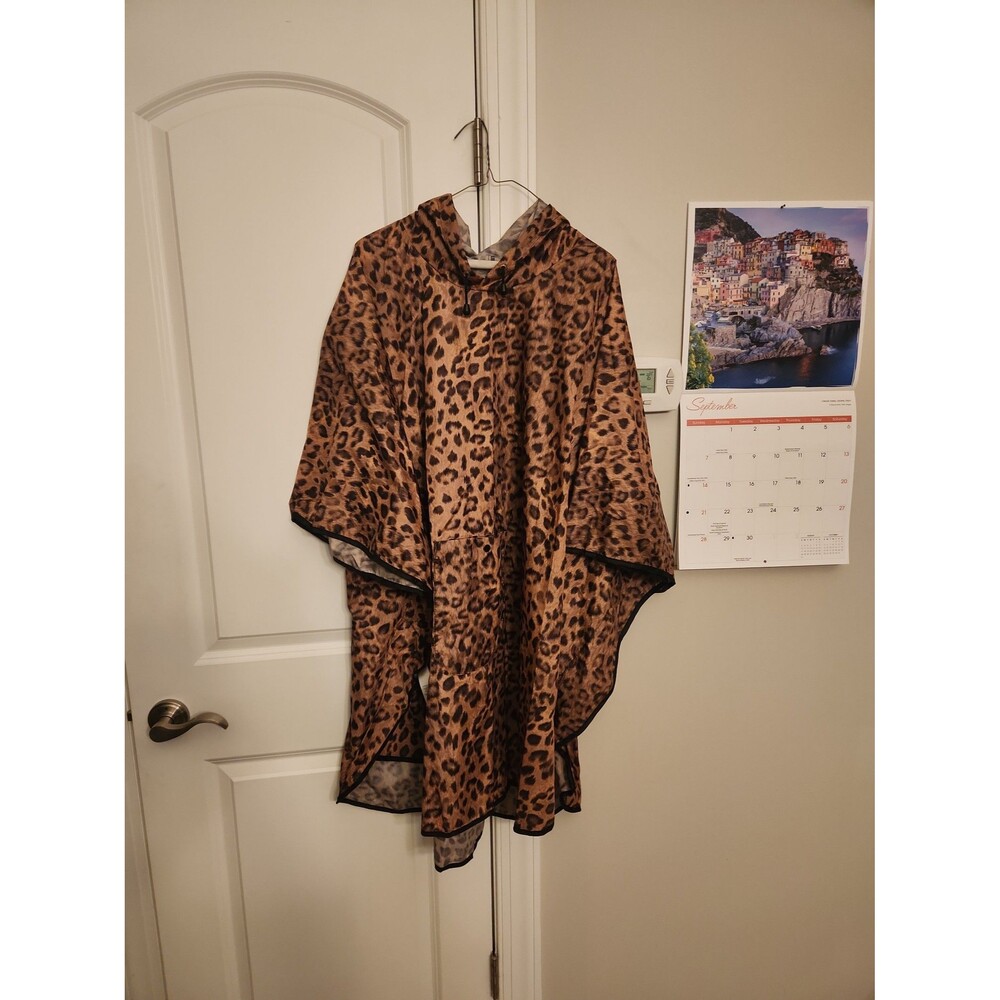 Chico's Leopard-Print Poncho Rain Cover-up One Size